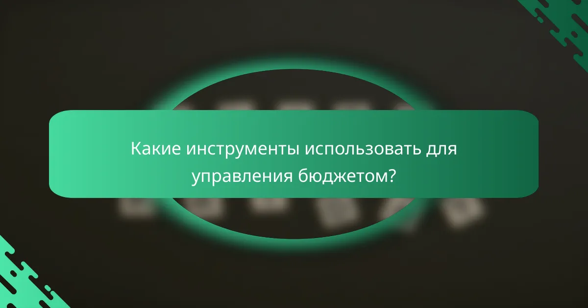 Какие инструменты использовать для управления бюджетом?