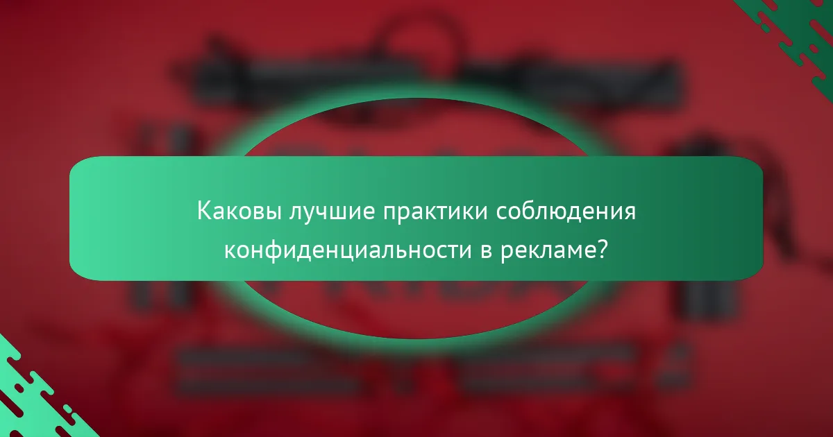 Каковы лучшие практики соблюдения конфиденциальности в рекламе?