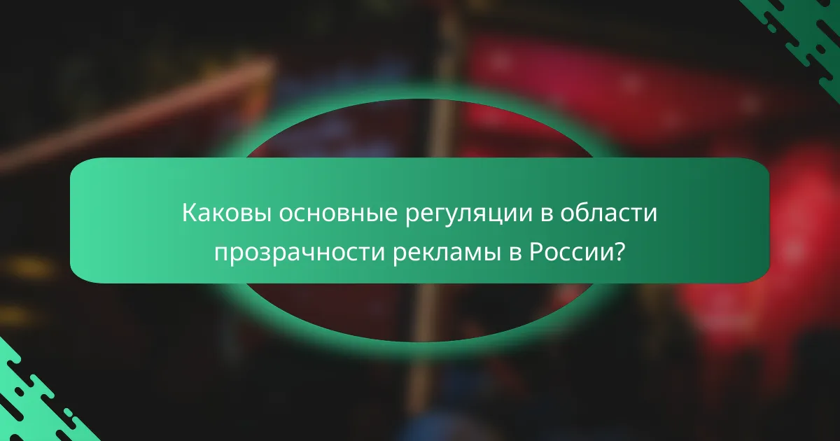 Каковы основные регуляции в области прозрачности рекламы в России?